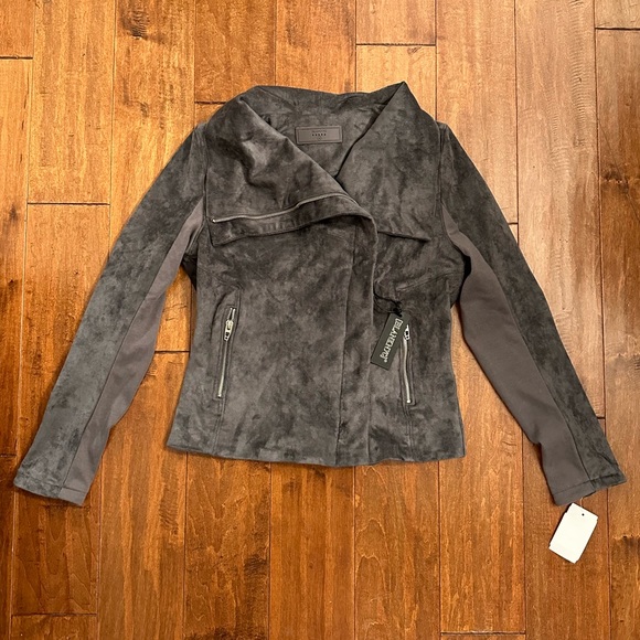 Blank NYC Faux Suede Gray Moto Jacket Sz Medium - Picture 2 of 14